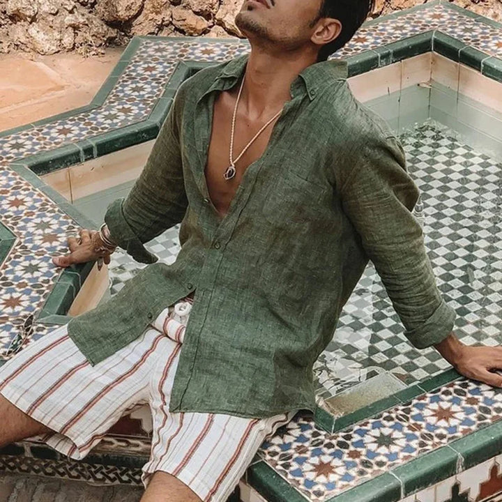 Zaire Long Sleeve Linen Shirt for Men - gallery