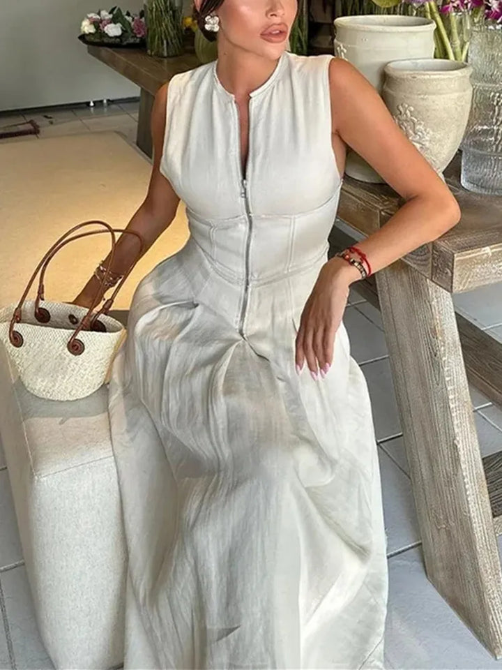 Sage Luxe Structured Maxi Dress for Women