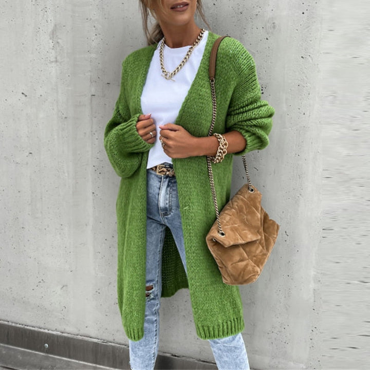 Long-Line Knit Cardigan with a Relaxed Open Drape