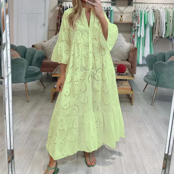 Lace Embroidered White Dress for Garden Parties and Weddings