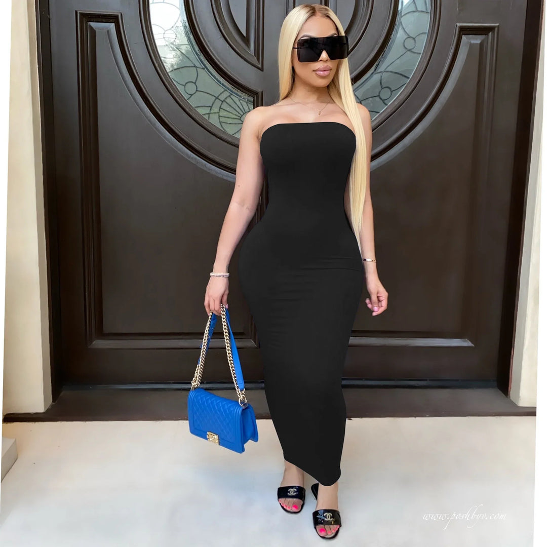 Sleeveless Long Beach Dress for Women - Black