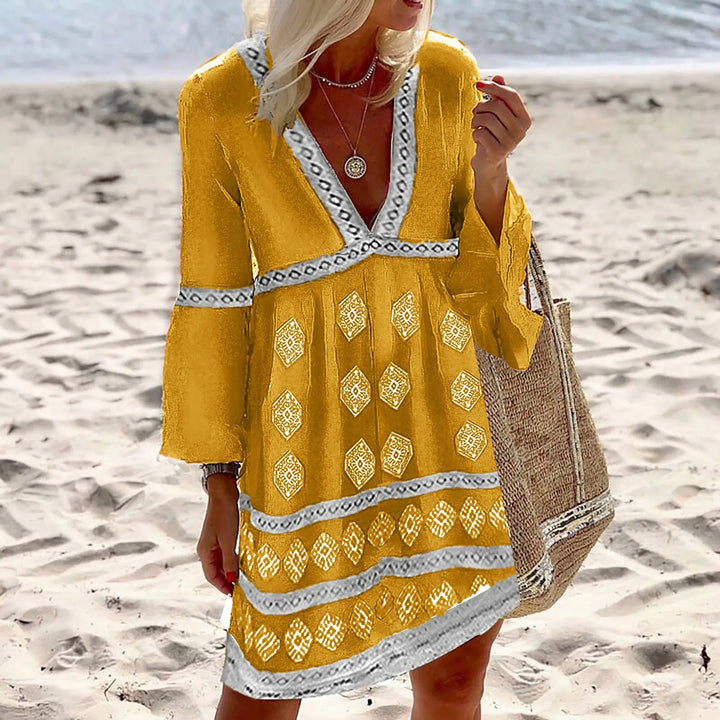 Relaxed Batwing Sleeve Summer Dress in a Lightweight Weave