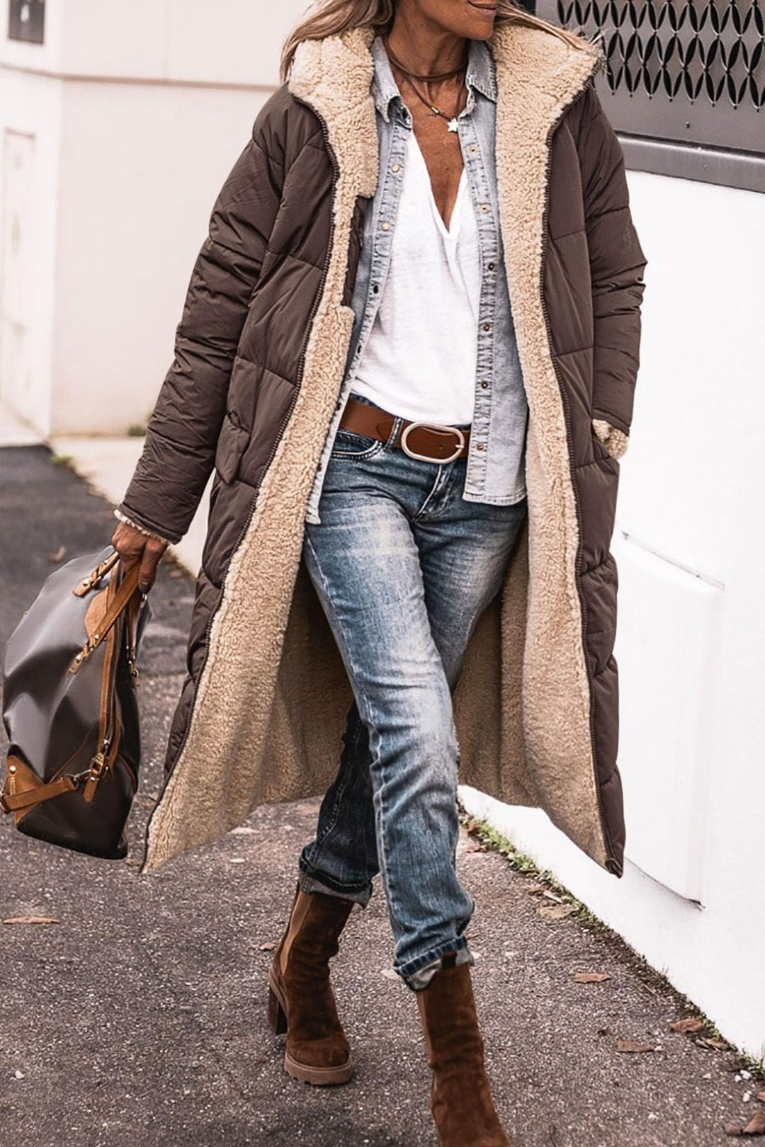 Reversible Hooded Winter Gilet for Women, Two Looks