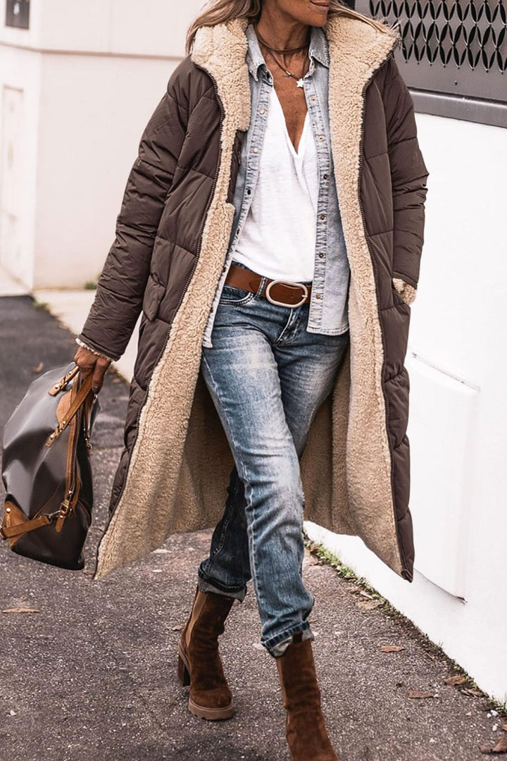 Reversible Hooded Winter Gilet for Women, Two Looks