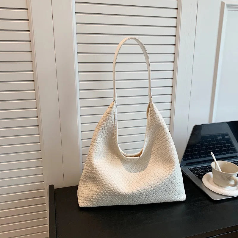 Structured Leather-Look Handbag with Adjustable Strap