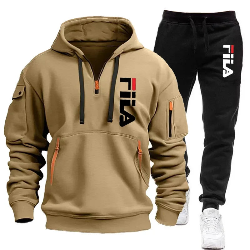 Winter Hooded Tracksuit Two-Piece Set for Men - gallery