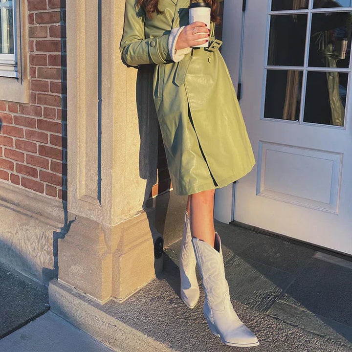 Metallic Cowboy Boots with Block Heel for Women