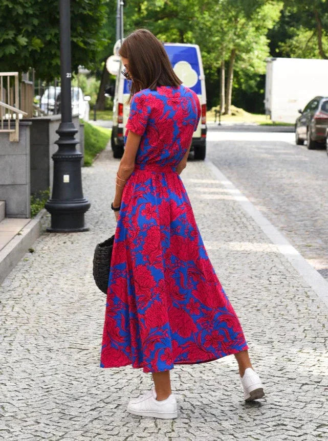 Lightweight Summer Dress with Draped Woven Skirt for Women