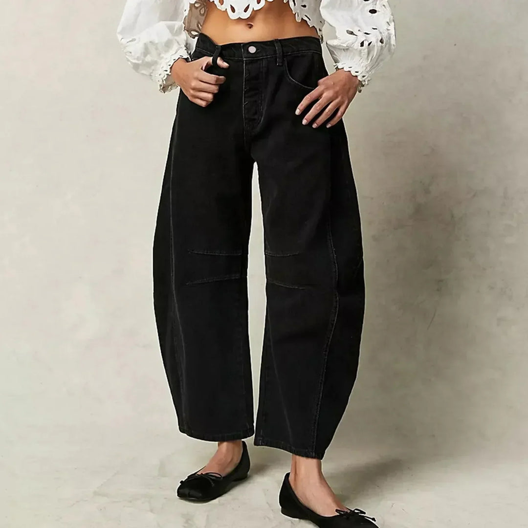 Women's Wide-Leg Jeans with Low-Rise Waist - Relaxed Fit