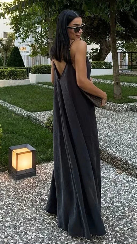 Backless V-Neck Spaghetti Strap Dress for Women - gallery