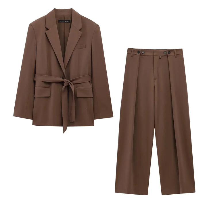 Elegant Brown Wedding Trouser Suit for Women - gallery