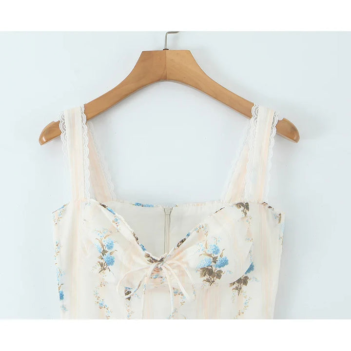 Florielle Floral a-Line Midi Dress with Wide Straps for Women - gallery