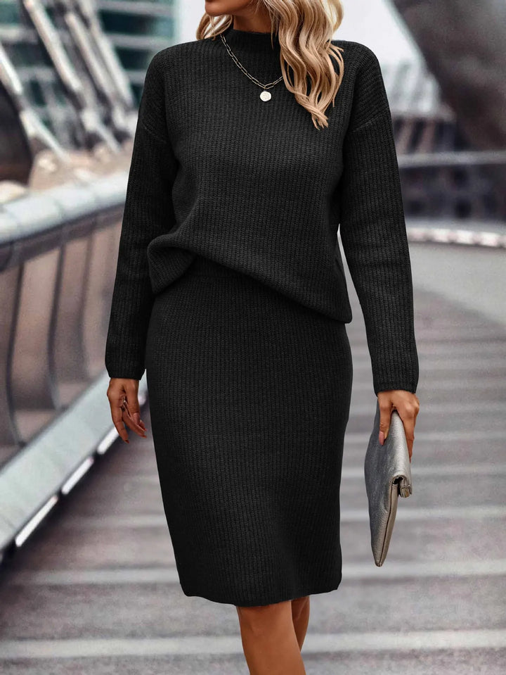 Fine Rib Knit Co-ord Jumper and Skirt Set for Women