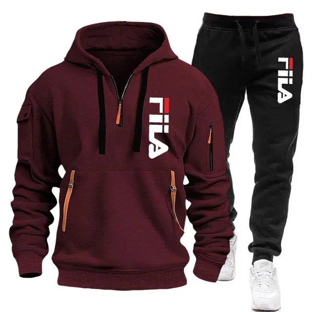 Winter Hooded Tracksuit Two-Piece Set for Men - 14