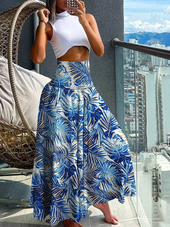 Flowing High-Waisted A-Line Skirt with Elastic Waist