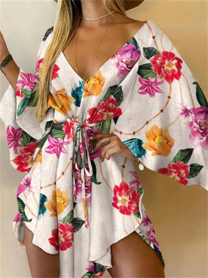 Print Dress Sexy V-Neck for Women