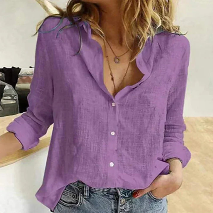 Long-Sleeve Cotton Blouse in a Relaxed Fit