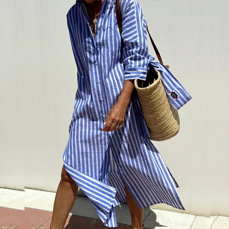 Striped Relaxed-Fit Dress with a Flowing Silhouette