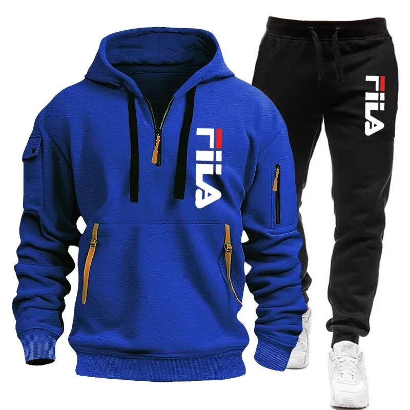 Winter Hooded Tracksuit Two-Piece Set for Men - gallery