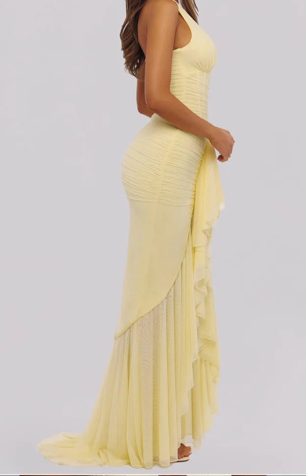 Soleya Halter Neck Ruched Maxi Dress for Women - gallery