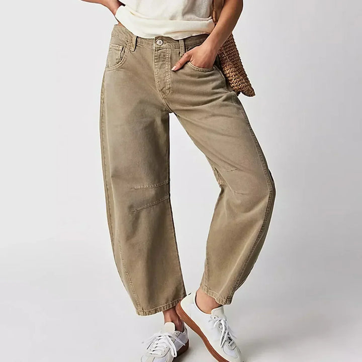 Women's Wide-Leg Jeans with Low-Rise Waist - Relaxed Fit