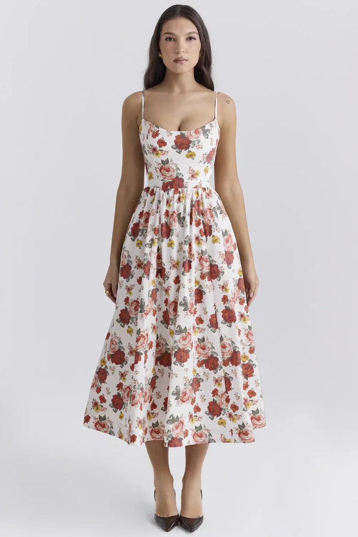 Emilia Knee-Length Evening Dress with Short Sleeves