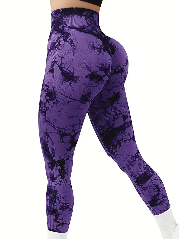 Tie-Dye Seamless Peach Leggings for Women - gallery