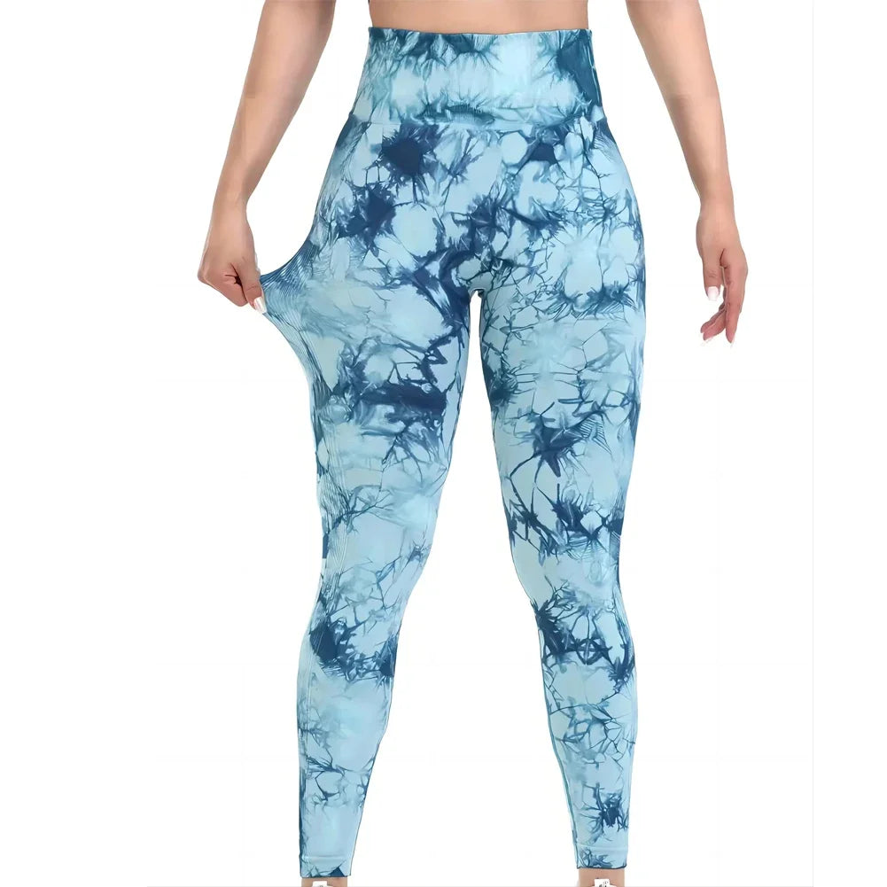 Tie-Dye Seamless Peach Leggings for Women - gallery