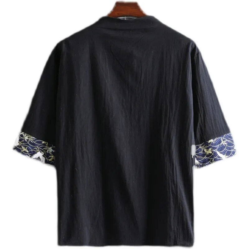 White Crane Chinese Style Shirt for Men - gallery