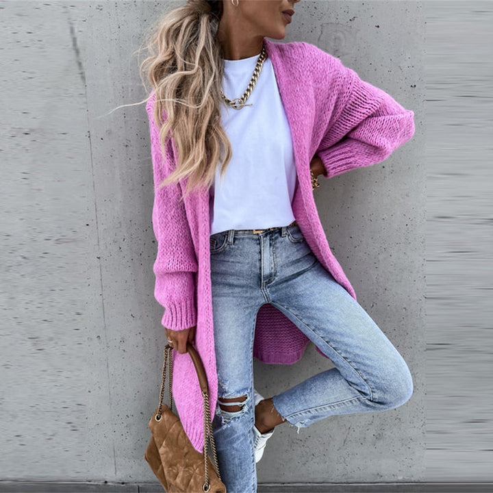 Long-Line Knit Cardigan with a Relaxed Open Drape