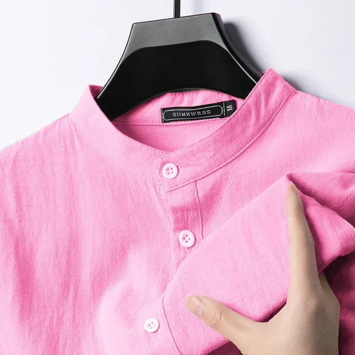 Lightweight Linen and Cotton Shirt for Men - Rose
