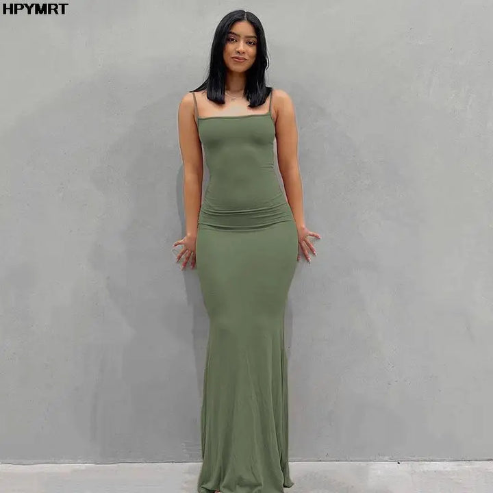 Bodycon Maxi Dress Rose for Women - gallery