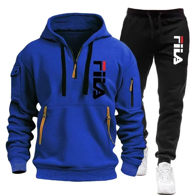 Winter Hooded Tracksuit Two-Piece Set for Men - 12