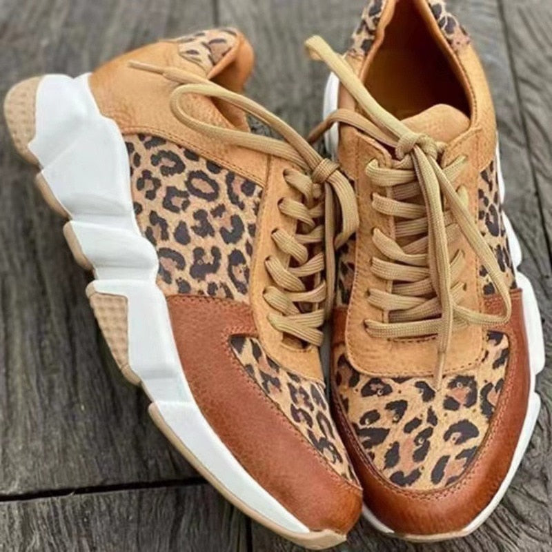 Leopard Print Trainers with a Cushioned Sole for Women