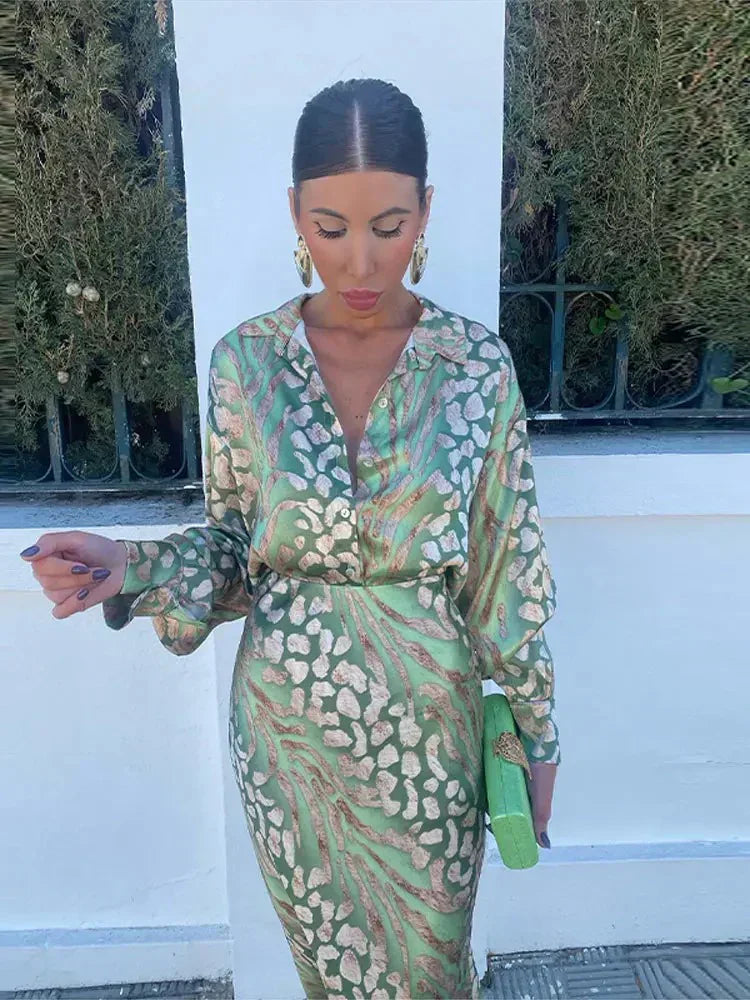 Summer Two-Piece Set with Long Sleeves for Women