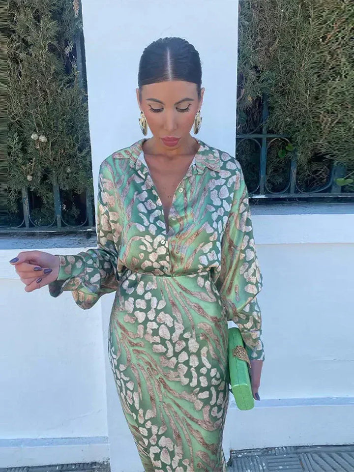 Summer Two-Piece Set with Long Sleeves for Women
