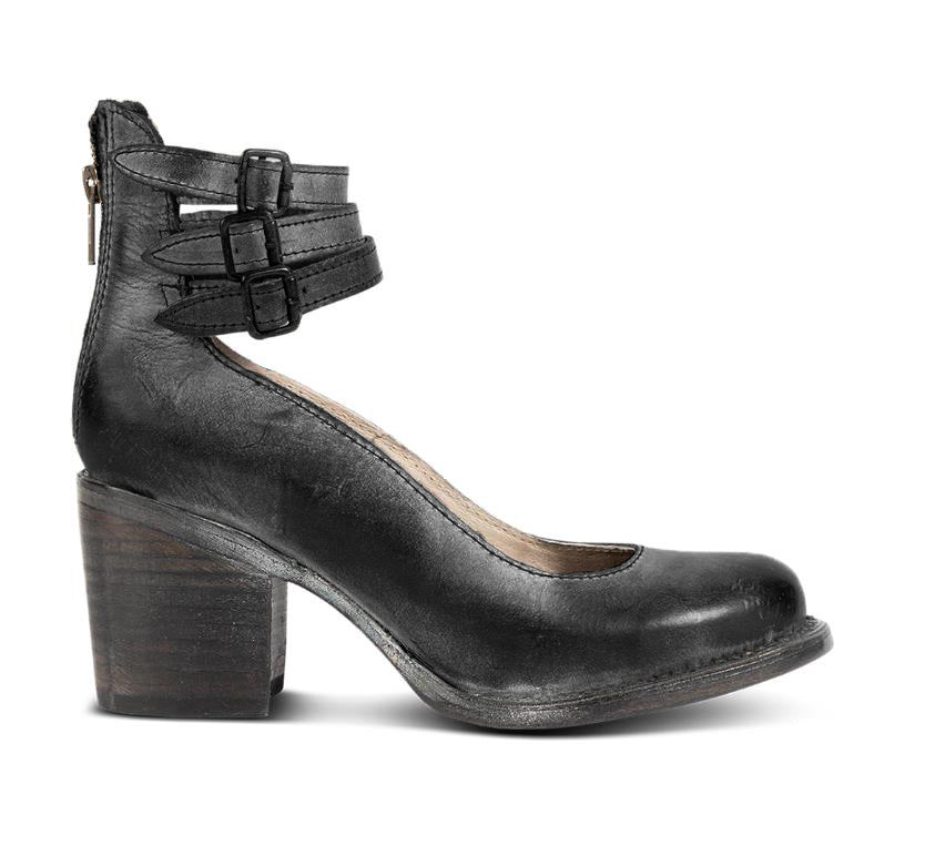 Ella Block-Heel Court Shoes in PU Leather