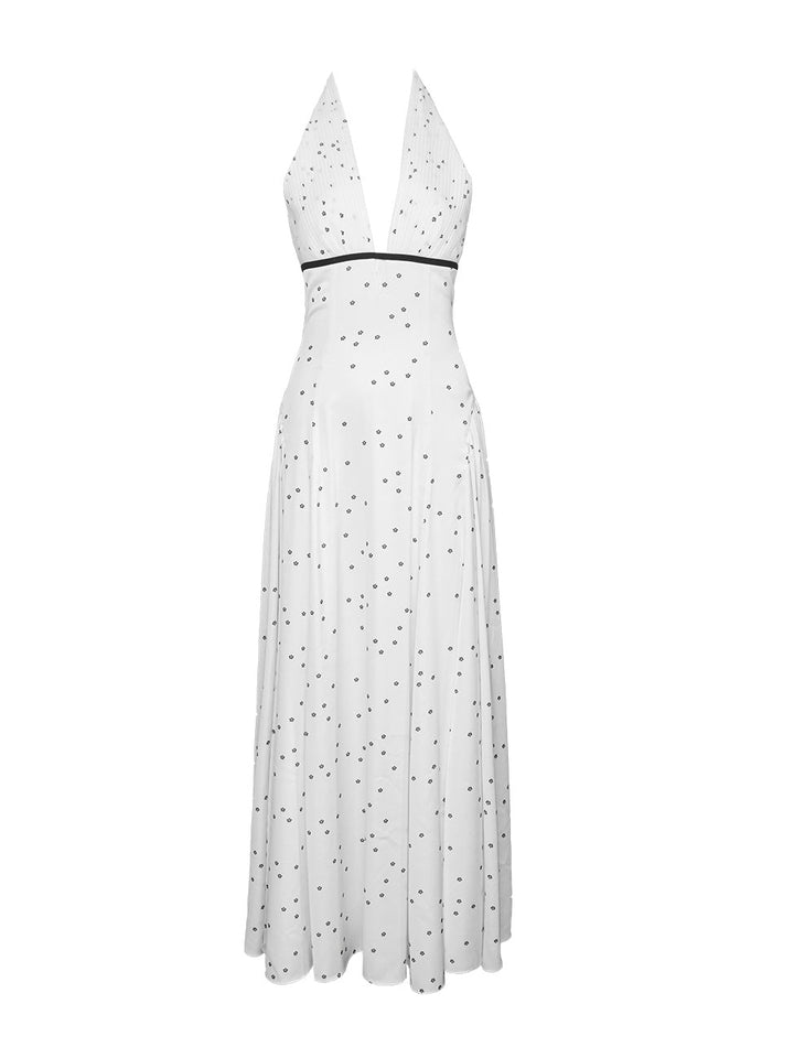 White Polka Dot Halter Dress for Women - gallery