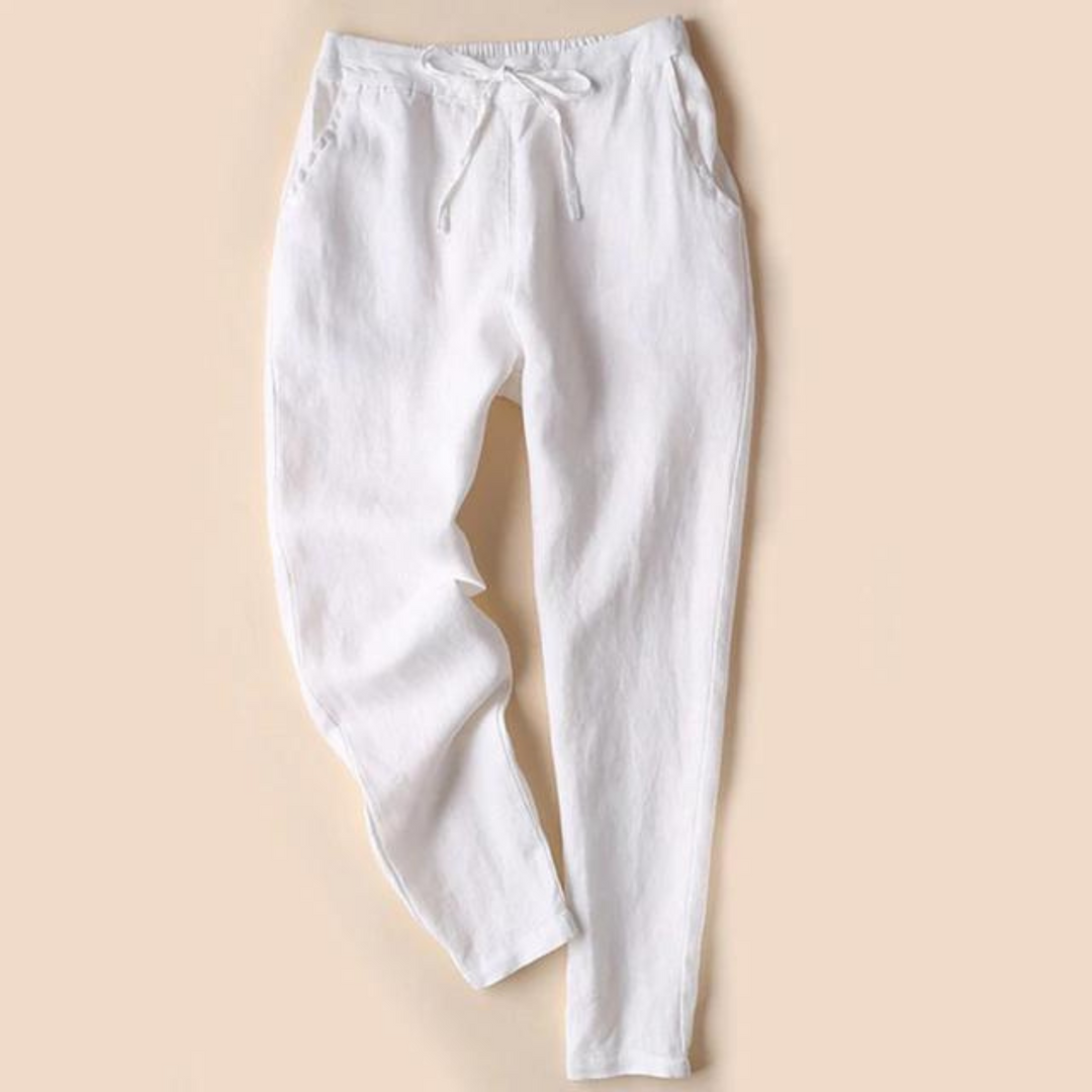Wide-Leg Cotton Trousers with a High-Rise Waistband