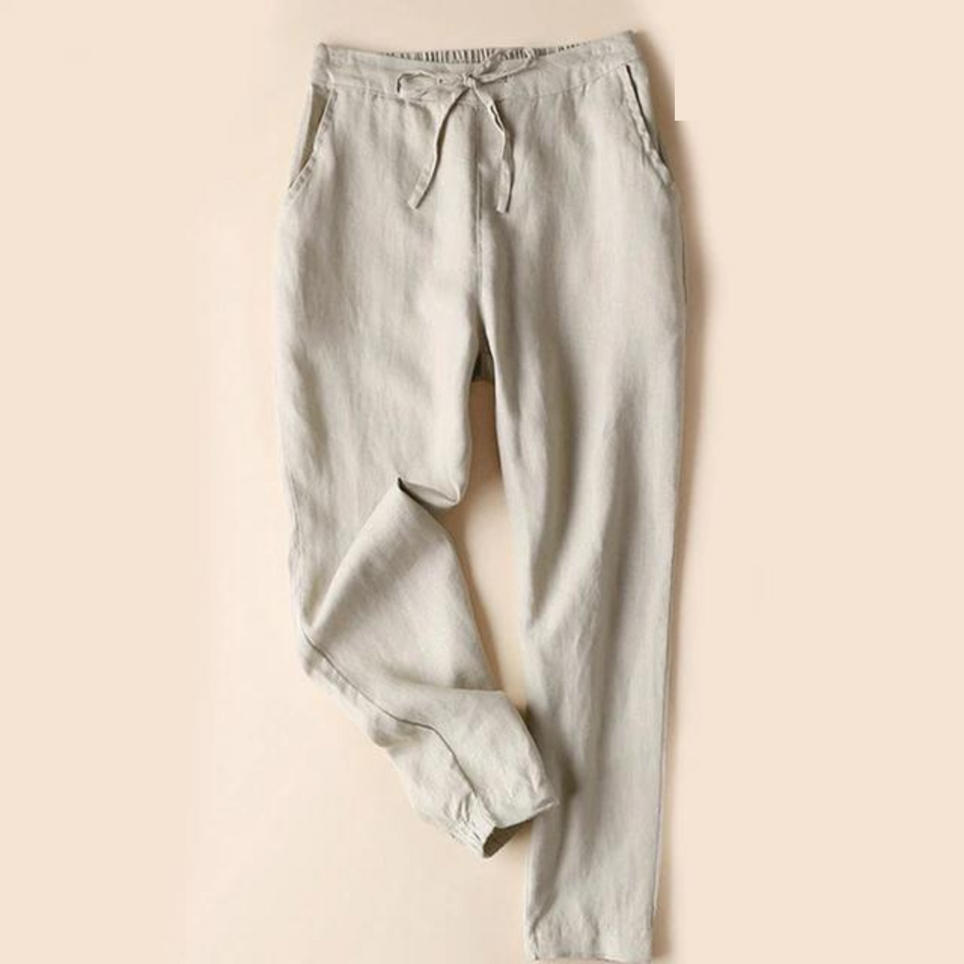 Wide-Leg Cotton Trousers with a High-Rise Waistband