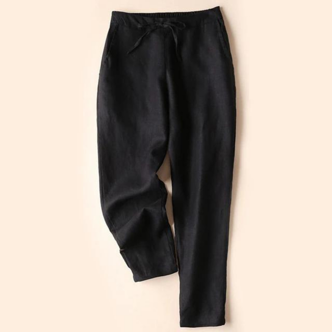 Wide-Leg Cotton Trousers with a High-Rise Waistband
