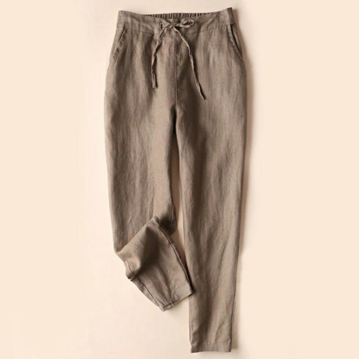 Wide-Leg Cotton Trousers with a High-Rise Waistband