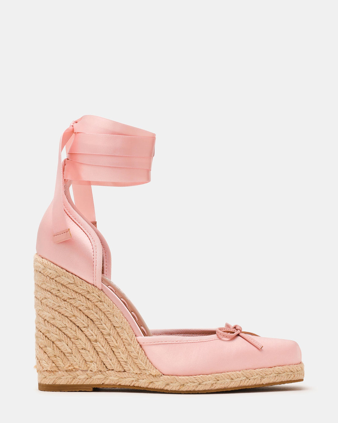 Blush Satin Espadrille Wedge Sandals for Women