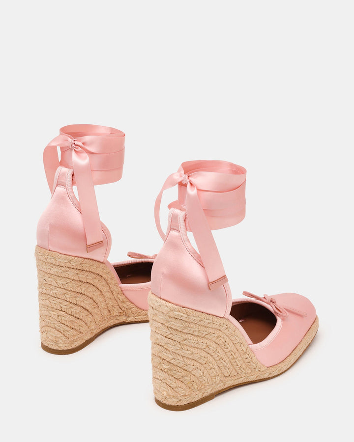 Blush Satin Espadrille Wedge Sandals for Women - gallery
