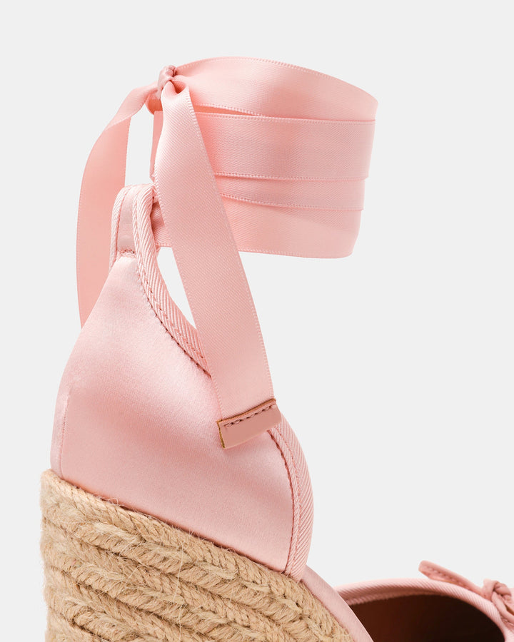 Blush Satin Espadrille Wedge Sandals for Women - gallery