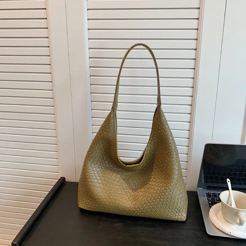 Structured Leather-Look Handbag with Adjustable Strap