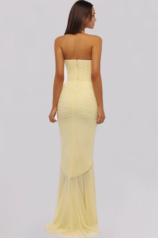 Soleya Halter Neck Ruched Maxi Dress for Women - gallery