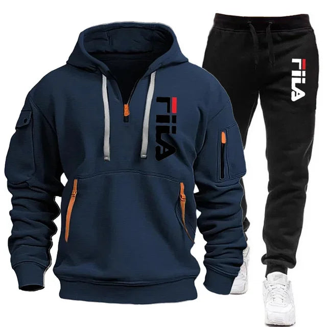 Winter Hooded Tracksuit Two-Piece Set for Men - gallery