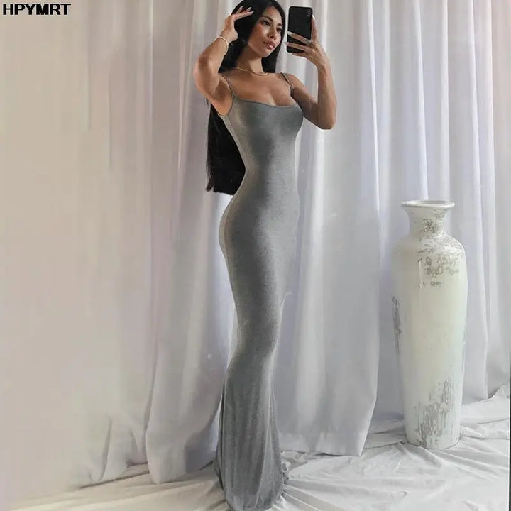 Bodycon Maxi Dress Rose for Women - gallery