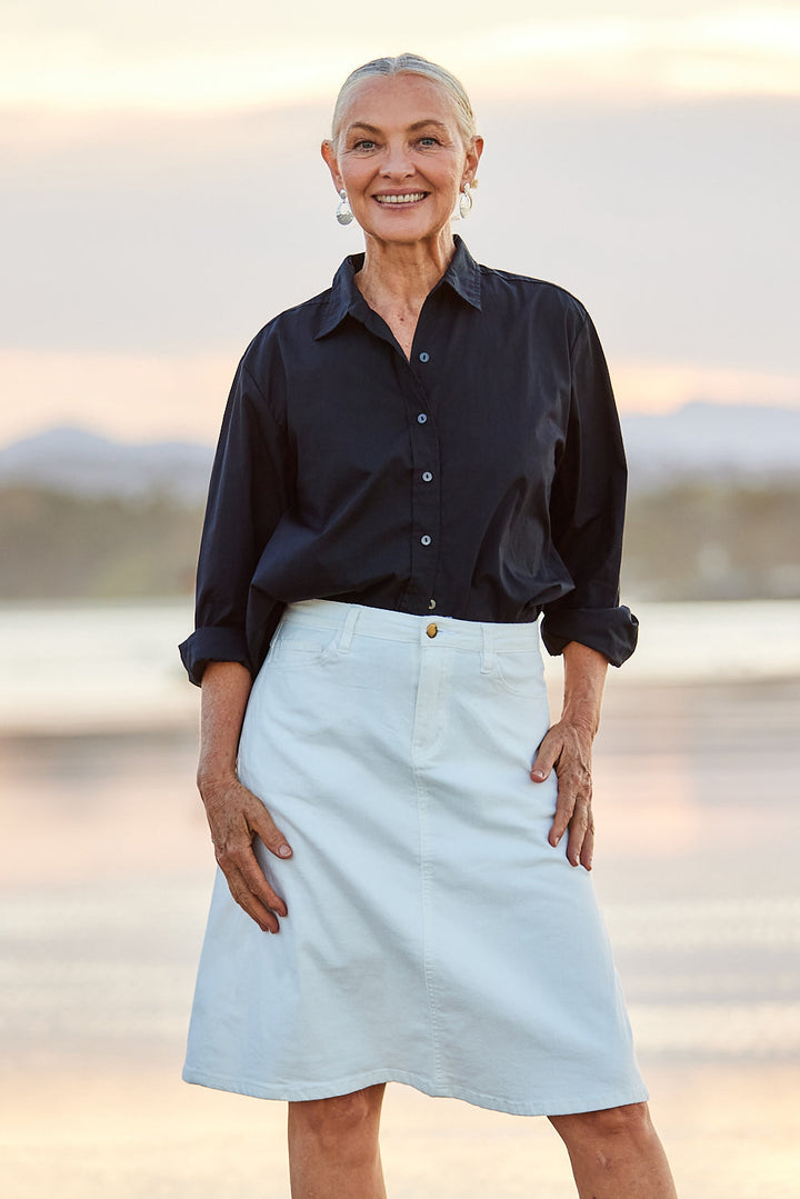Sam Cotton Poplin Shirt in Black Top for Women - gallery